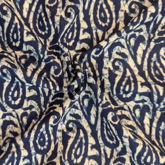 mughal motif indigo blue cotton fabric