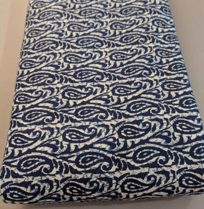 mughal motif indigo blue cotton fabric