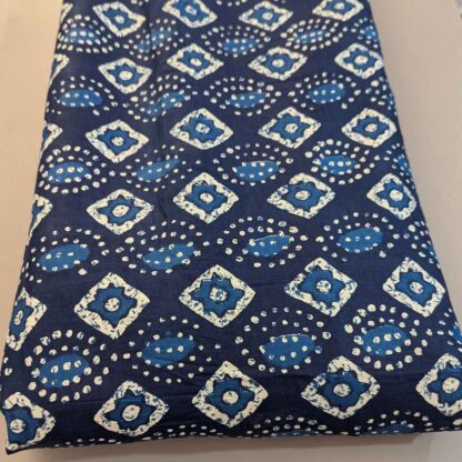 geometric motif indigo blue fabric