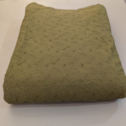 dark green cotton embroidered fabric