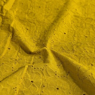 mustard yellow cotton embroidery fabric