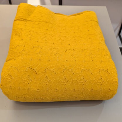 mustard yellow cotton embroidery fabric