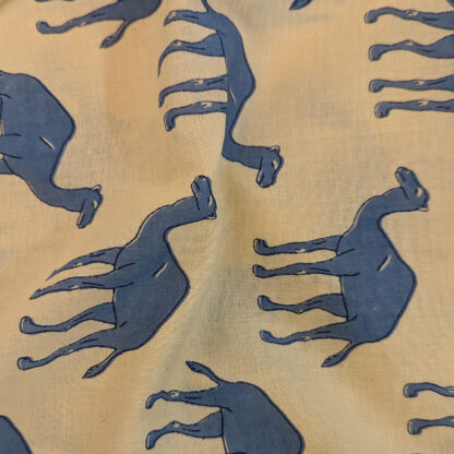 blue camels ivory cotton fabric