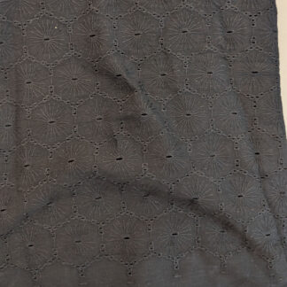 black hand dyed cotton embroidered fabric