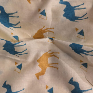 camel prints cream cotton fabric