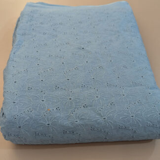 English blue cotton embroidered fabric