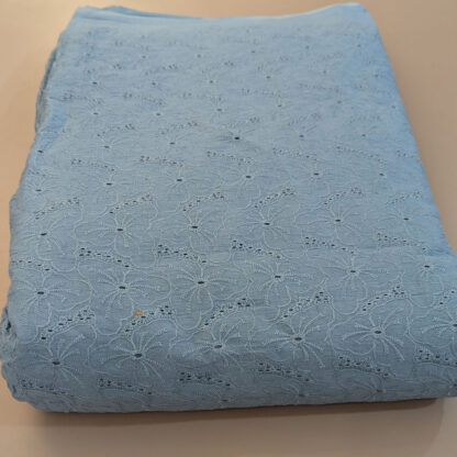 English blue cotton embroidered fabric