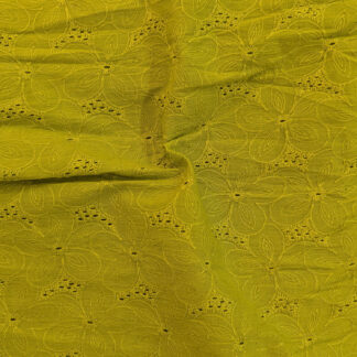 lemon green cotton embroidered fabric