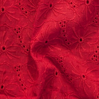 lipstick red cotton embroidered fabric