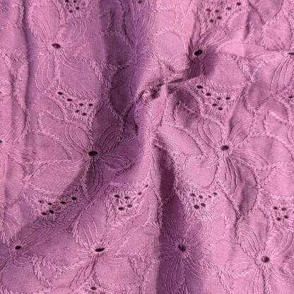 magenta cotton embroidered fabric