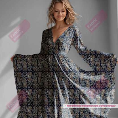Blue Paisley Print Fabric