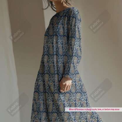 Blue Paisley Print Fabric - Image 7