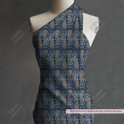 Blue Paisley Print Fabric - Image 8