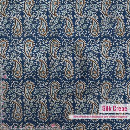 Blue Paisley Print Fabric - Image 10