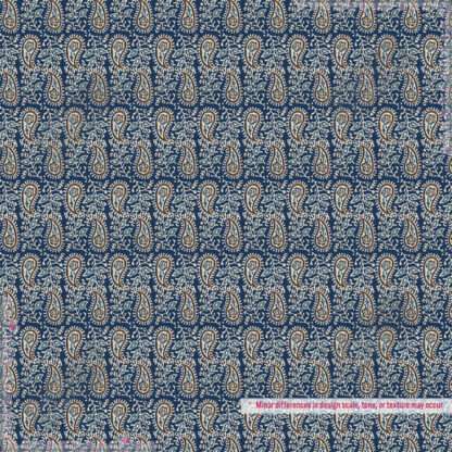 Blue Paisley Print Fabric - Image 11