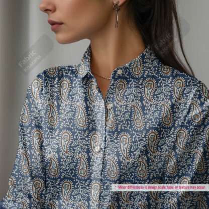 Blue Paisley Print Fabric - Image 12