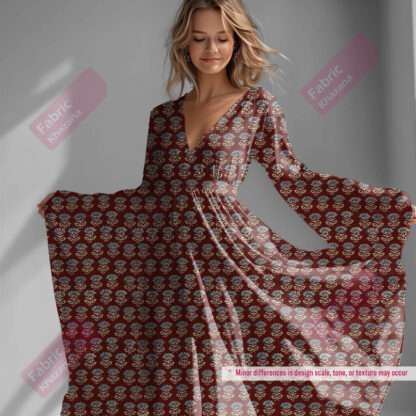 small floral motif maroon fabric