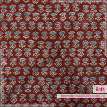 Small Floral Motif Maroon Print Fabric - Image 6