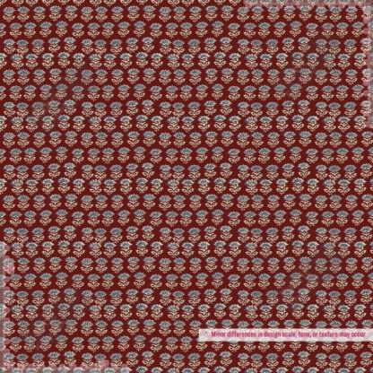 Small Floral Motif Maroon Print Fabric - Image 9