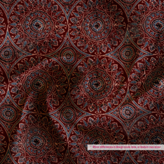 Maroon & Blue Mandala Printed Polyester Fabric
