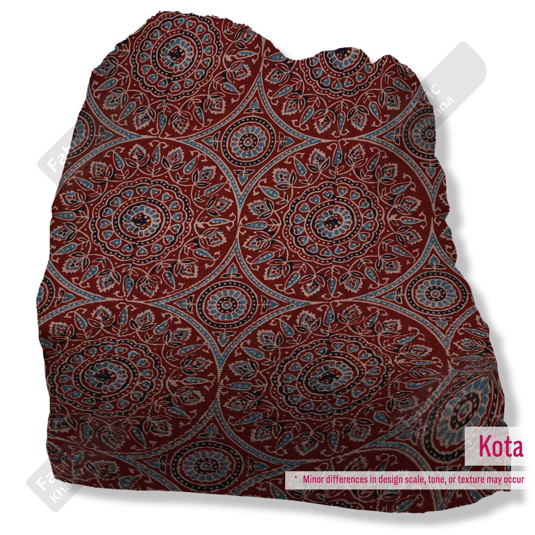 Maroon & Blue Mandala Printed Polyester Fabric