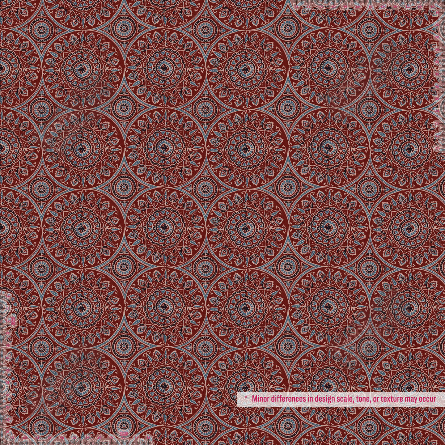 Maroon & Blue Mandala Printed Polyester Fabric