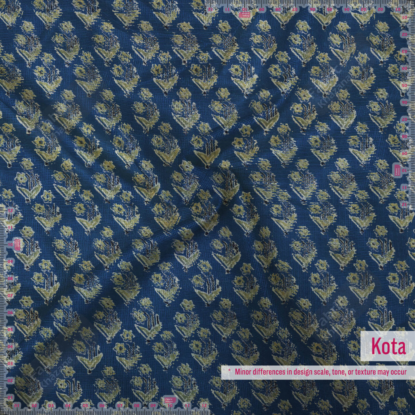 Royal Blue Floral Printed Polyester Fabric