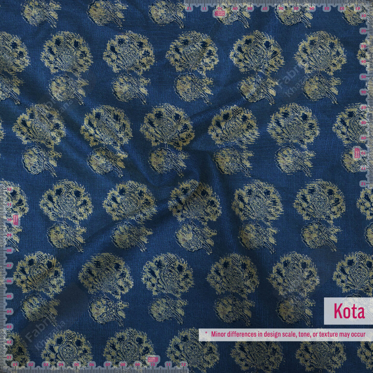 Premium Navy Blue Polyester Fabric with Gold Floral Buti Design - Image 6