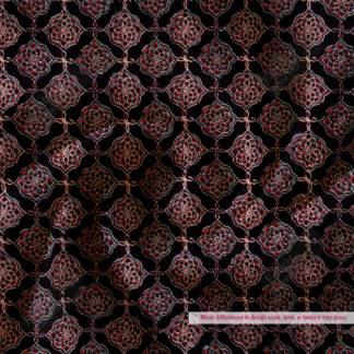 Black Polyester Fabric with Red Geometric Floral Print
