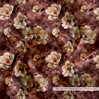 Elegant Brown Polyester Fabric with Beige Floral Design