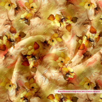 Soft Yellow Floral Printed Kota Polyester Fabric