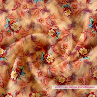Soft Peach Floral Digital Print Polyester Fabric
