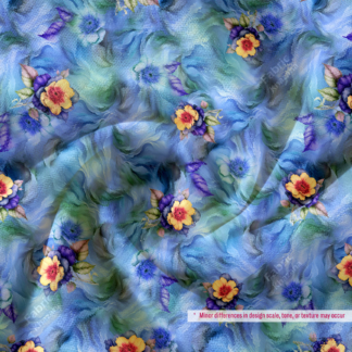 Sky Blue Floral Printed Polyester Fabric