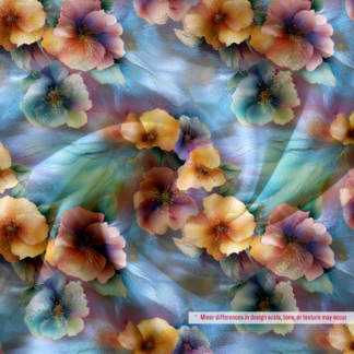 Soft Sky Blue Digital Floral Print Polyester Fabric