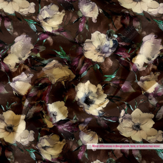 Brown Cream Floral Printed Fabric