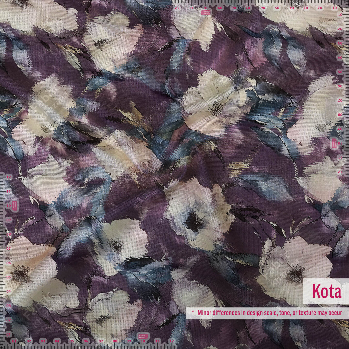 Dark Purple Bloom Printed Polyester Fabric