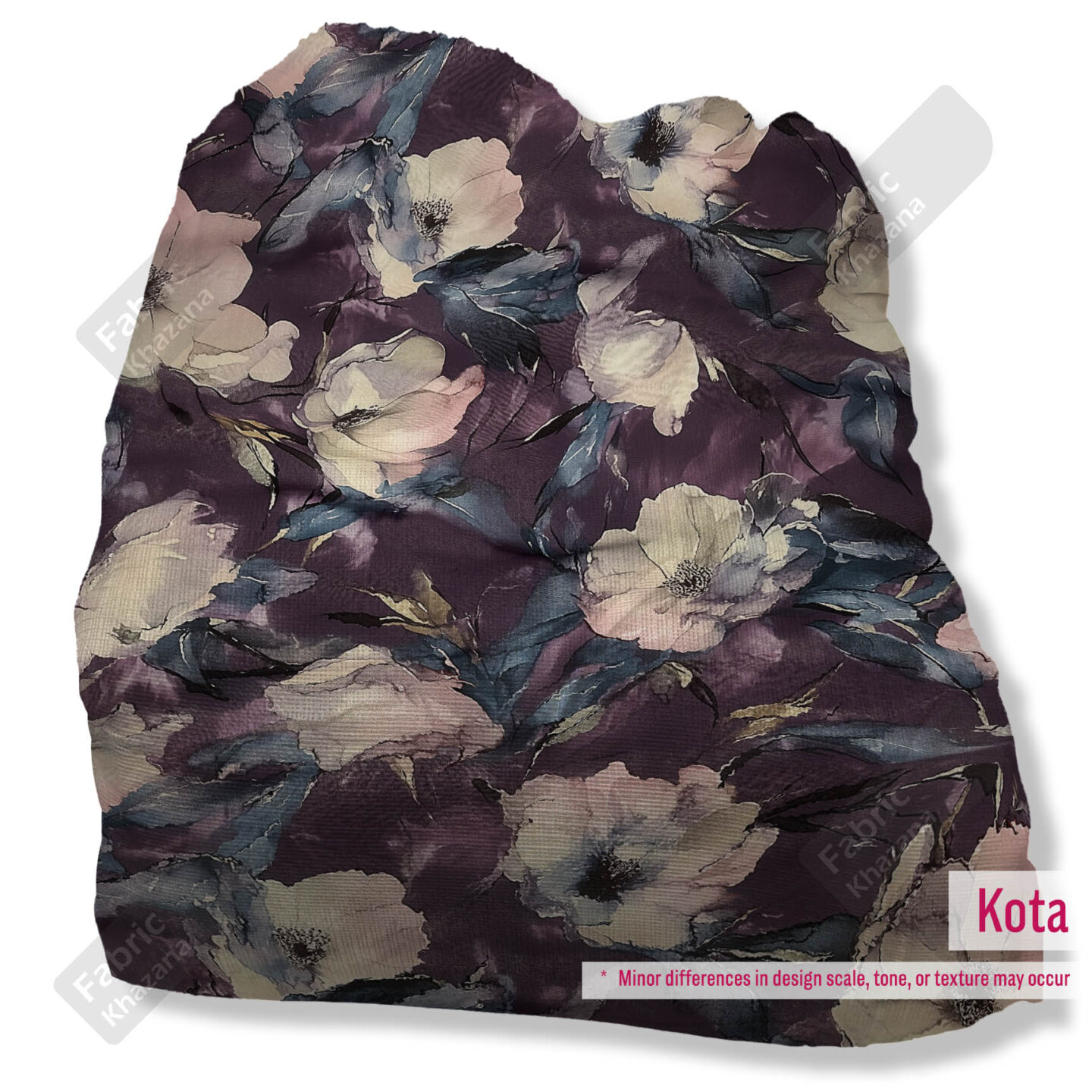 Dark Purple Bloom Printed Polyester Fabric