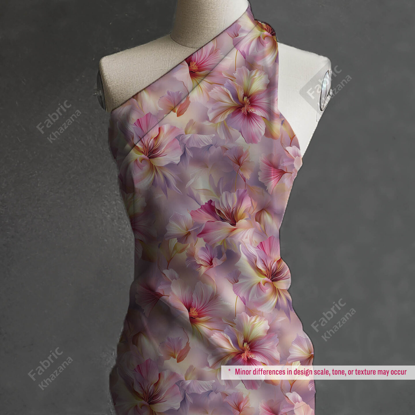 Pink & Peach Floral Printed Fabric