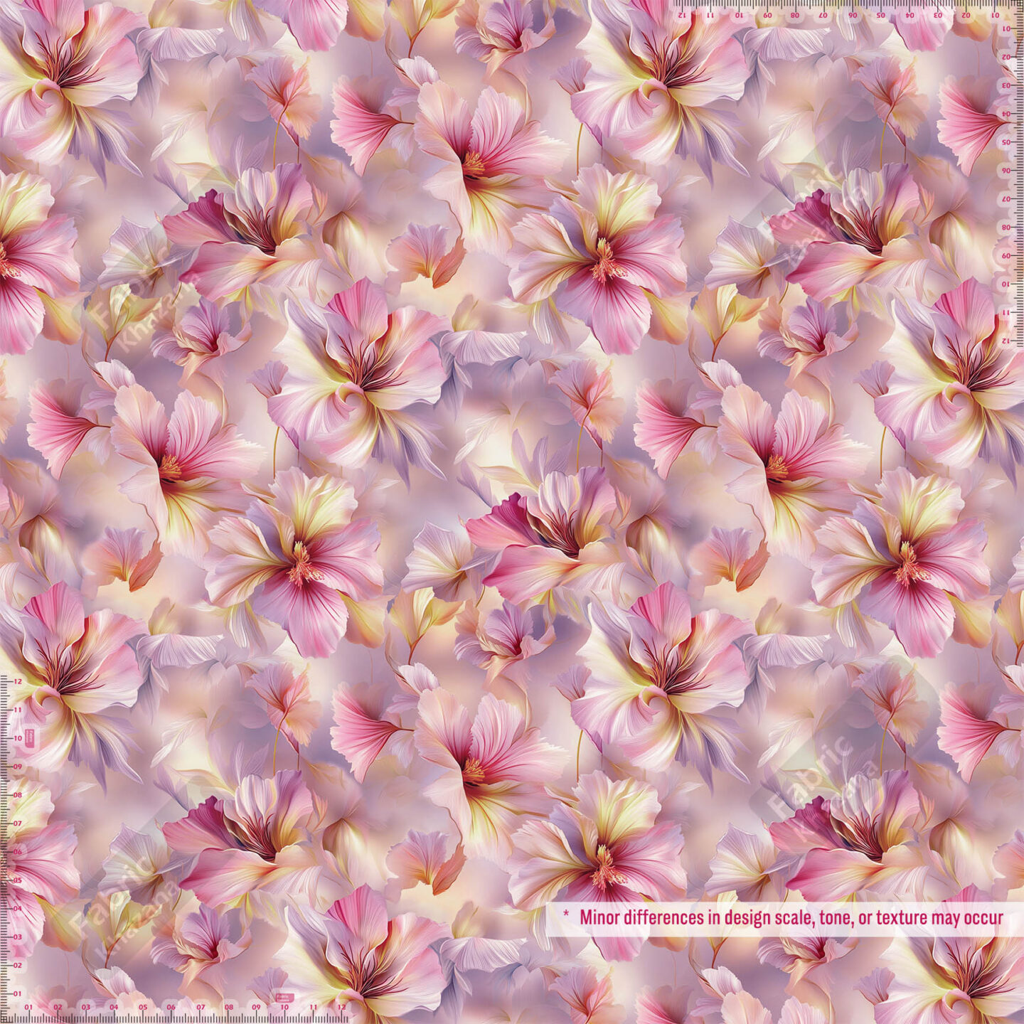 Pink & Peach Floral Printed Fabric