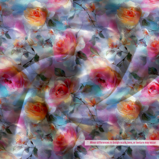 Pastel Rainbow Rose Floral Printed Fabric
