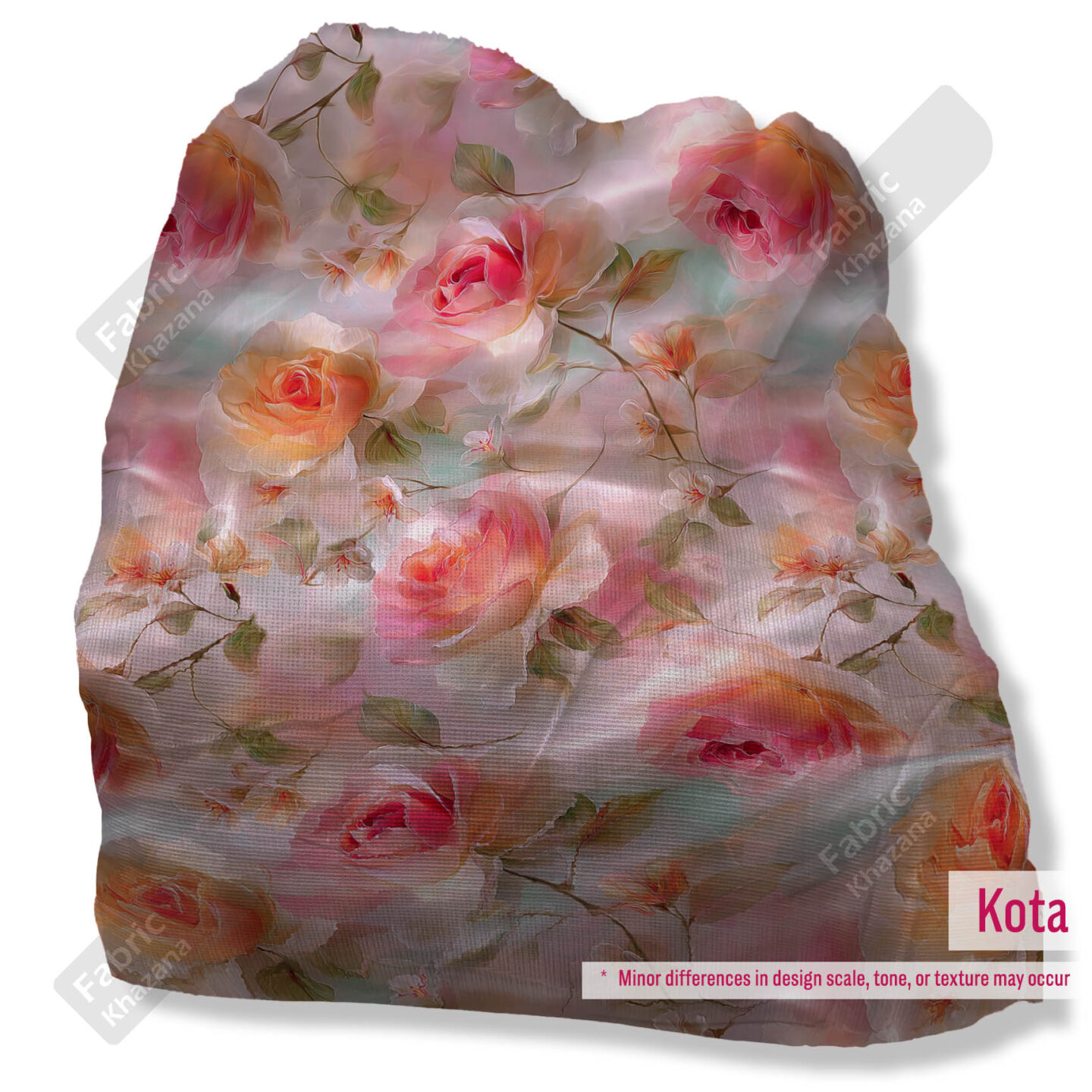 Soft Pastel Floral Rose Print Fabric