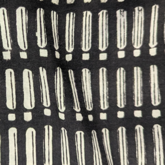 Black & Ivory Linear Motif Hand Block Printed Cotton Fabric