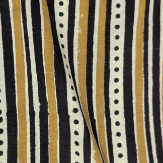 striped Hand Block Printed Cotton Fabric with Dotted Accents