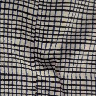 Precut Indigo Blue & Black Checkered Hand Block Printed Cotton Fabric