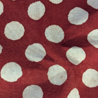 Red & Ivory Polka Dot Hand Block Printed Cotton Fabric