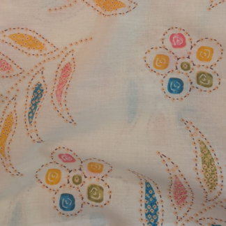 Multicolor Floral & Abstract Motif Design Voile Cotton Printed Fabric